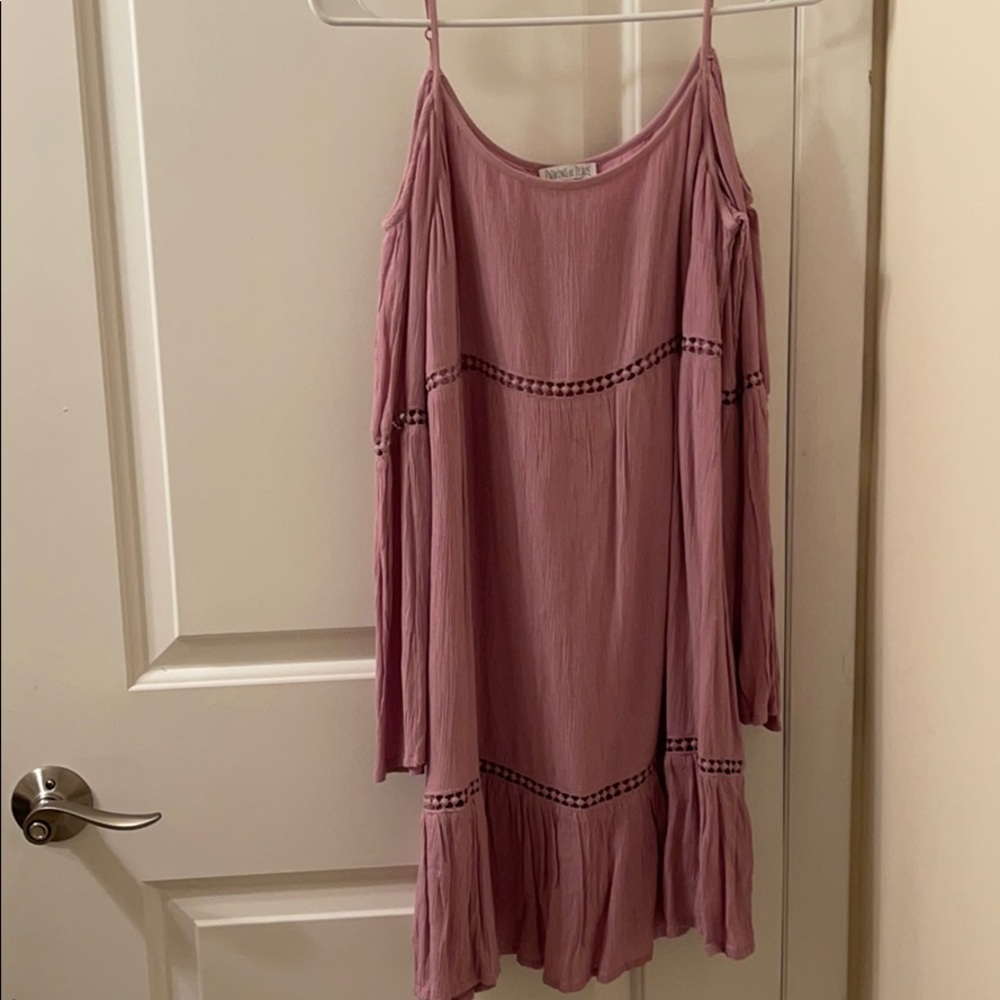 Purple bell sleeved dress